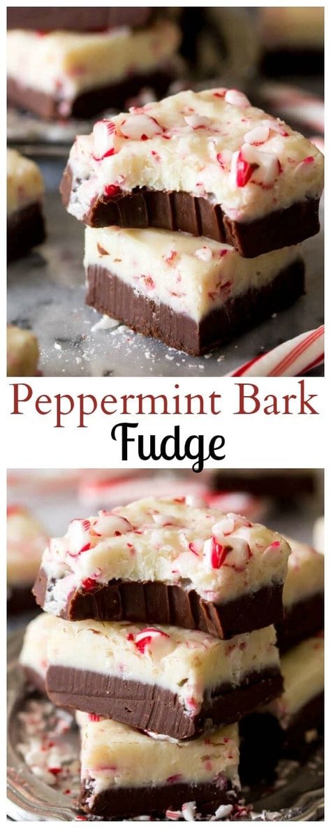 Peppermint Bark Fudge -- Takes just 15 minutes to make, no candy thermometer!! || Sugar Spun Run Xmas Fudge, Pepermint Bark, Peppermint Bark Fudge, No Bake Fudge, Weight Watcher Desserts, Peppermint Fudge, Christmas Fudge, Fudge Bars, Kolaci I Torte