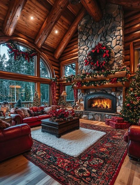 Log Cabin Log Cabin Theme Living Room, Mountain Home Interiors Cozy Cabin, Interior Log Cabin, Log Cabin Mansions, Wonderland Background, Cabin Houses, Log Cabin House, Mountain Home Interiors, Cozy Winter Cabin