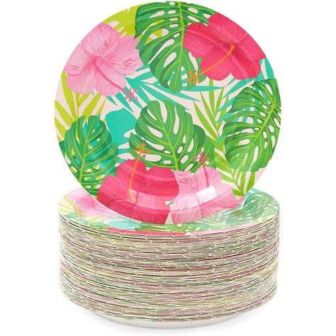 Hawaiian Themed Party, Hawaiian Party Theme, Plastic Party Plates, Luau Party Decorations, Hawaiian Luau Party, Luau Birthday Party, Hawaiian Birthday Party, Hawaiian Birthday, Fiesta Tropical