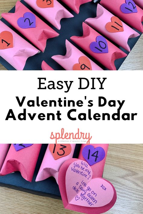 This cute Valentine's Day advent calendar is full of fun treats and sweets for your true love! A great easy craft for kids and adults alike! #valentinesday #adventcalendar #easydiy #kidscrafts Valentines Day Calendar, Valentines Sewing, Fun Advent Calendar, Traditional Advent Calendar, Cool Advent Calendars, Valentine Wreath Diy, Day Calendar, Diy Valentine's Day, Valentine Activities