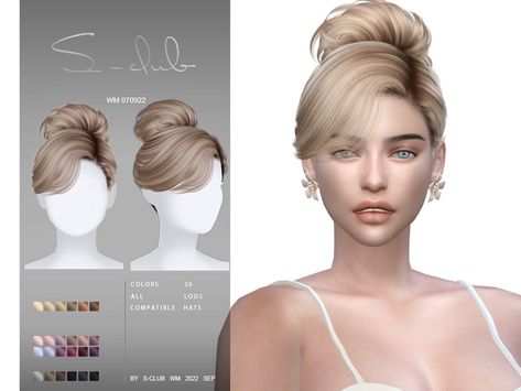 The Sims Resource - Elegante updo hairstyle (Linda070922) by S-CLUB Sims 4 Cc Wedding Hairstyles, Sims 4 Formal Hair, Sims 4 Cc Hair Female Short, Sims 4 Cc Bun, Sims 4 Updo, Sims 4 Wedding Hair, Sims 4 Updo Hair Cc, Lotes The Sims 4, Alpha Cc