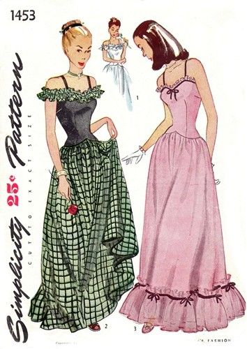 Simplicity 1453 Belle of the Ball Evening Dress / ca. 1946 1940s Gown, Vintage Clothes Patterns, Gown Vintage, Vintage Dress Patterns, Simplicity Sewing Patterns, Simplicity Patterns, 1940s Fashion, 60s Fashion, Vintage Sewing Patterns