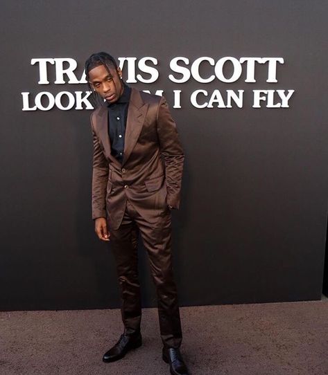 Travis Scott Suit, Look Mom I Can Fly, Travis Scott Fashion, Kanye Fashion, Kylie Travis, Prom 2024, Mind Up, Cactus Jack, Brown Suits