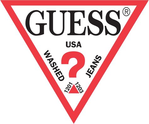 48. The guess logo is creative because of the question mark and triangle. Also I like that the word GUESS is a serif font and the rest of the words are in a sans serif font. Logo Luxe, Luxe Logo, Guess Clothing, Guess Logo, Design Moda, Jeans Logo, Marken Logo, Svg For Cricut, Trik Fotografi