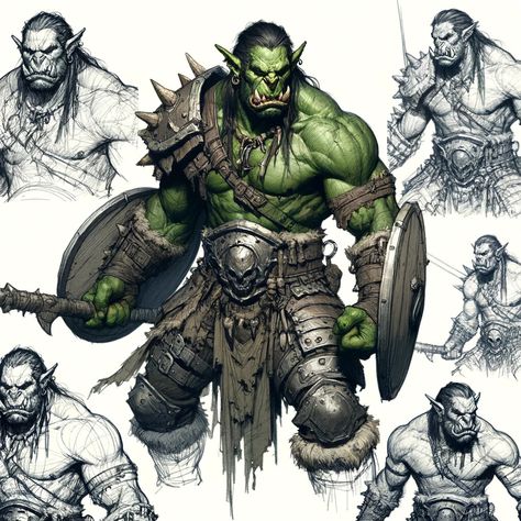 Orc Anatomy, Orc Concept Art, Orc Reference, Idle Pose, Warrior Poses, Orc Warrior, Different Expressions, Warrior Pose, Different Poses