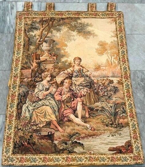 Vintage French Floral Tapestry Room Decorative Medieval Wall Hanging 107x78 cm Tapestry Room, French Tapestry, Tapestry Vintage, Medieval Tapestry, Aubusson Rugs, Tapestry Bedroom, Modern Kilim, Vintage Tapestry, Floral Tapestry