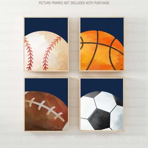 Boys Room Wall Decor, Soccer Wall Art, Baseball Wall Art, Sports Decor, White Backgrounds, Mdf Frame, Sports Decorations, Sports Balls, Face Design