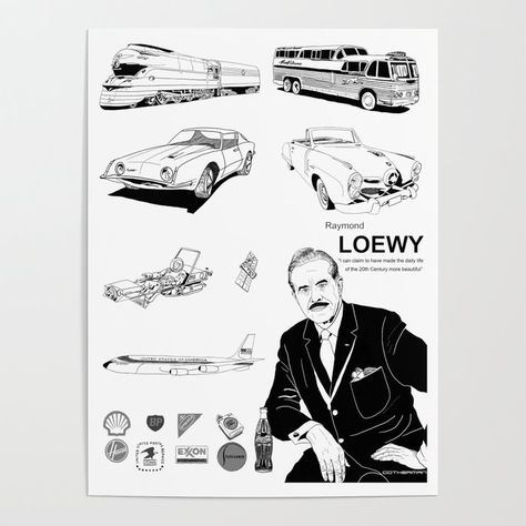 Raymond Loewy Design, Bp Logo, Studebaker Avanti, Raymond Loewy, Modern Words, Retro Future, Pennsylvania Railroad, Vending Machines, Portrait Poster