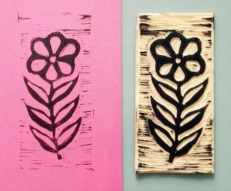 Linocut For Beginners, Linocut Art Ideas, Flower Linocut, Lino Print Pattern, Block Printing Diy, Linocut Artists, Lino Printing, Art Zine, Linoleum Print