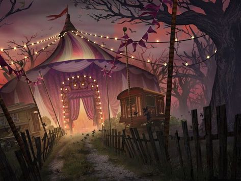 Haunted Circus, Circus Wallpaper, Circus Background, Witch Lighting, Haunted Carnival, Creepy Circus, Interactive Website, Circus Aesthetic, Creepy Carnival