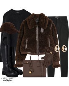 Fur Zip Up Jacket Outfit, Gloves Winter Outfit, Sherpa Sweater Outfit, Aviator Boots, Sherpa Coat Outfit, Boots Casual Outfit, Flat Black Boots, Samba Og Shoes, Black Flat Boots