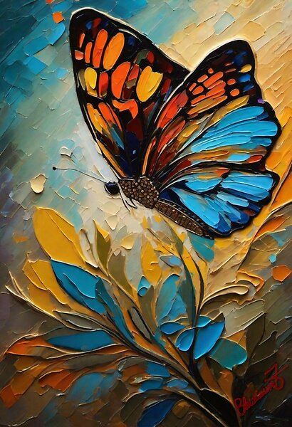 Yellow And Blue Butterfly, Butterfly Oil Painting, Butterfly Acrylic Painting, Spring Butterfly, Butterfly Art Painting, Knife Painting, Butterfly Painting, Beautiful Flowers Pictures, Mini Canvas