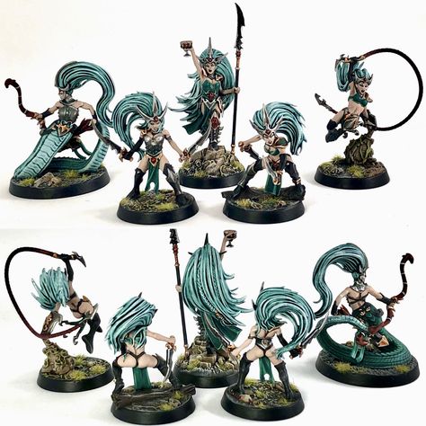 https://www.reddit.com/r/WarhammerUnderworlds/comments/l5fkuh/morgwaeths_blade_coven/ Daughters Of Khaine, Modelling Inspiration, Dark Elves, Dark Eldar, Warhammer Age Of Sigmar, Warhammer Figures, Warhammer Paint, Warhammer Aos, Wood Elf