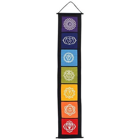 Chakra Symbol Banner - Something Different Wholesale The Seven Chakras, Beach Candle, Chakra Symbols, Seven Chakras, Les Chakras, Hanging Banner, Meditation Space, Hanging Pictures, Something Different