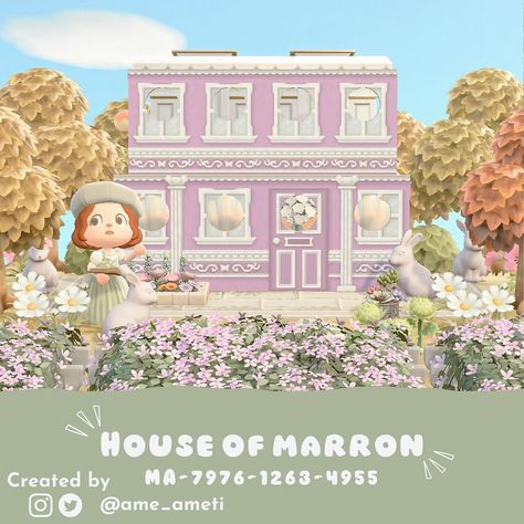 House of Marron 💜✨ This is a recolor of my standee designs that I made for @marron_ac who’s currently making a beautiful purple island!! I… Moon Acnh, Acnh Colorful, Acnh Purple, Cozy Branding, Purple Island, Cottagecore Animal Crossing, Cast Gifts, Standee Design, Pink Island