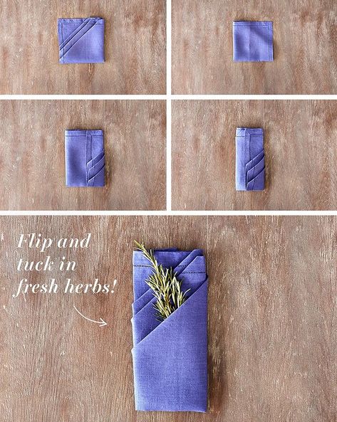 Creative Napkin Fold, Napkin Folding Ideas, Easy Napkin Folding, Cloth Napkin Folding, Shabbat Dinner, Creative Napkins, Senior Graduation Party, Folding Ideas, Christmas Tree Napkins