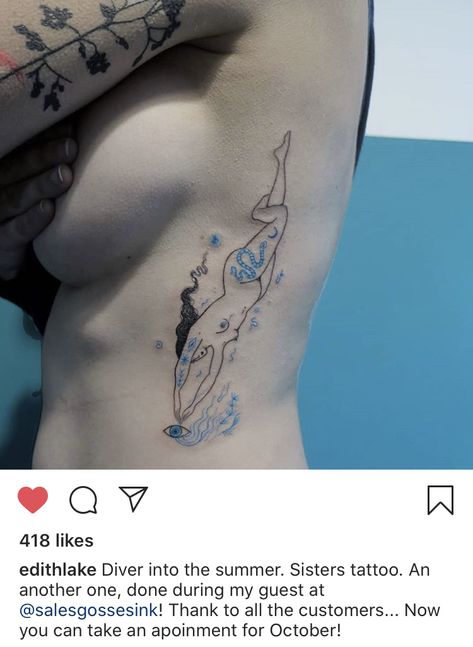 Woman Swimming Tattoo, Free Diver, Diver Tattoo, Dancer Tattoo, Lake Tattoo, Swimming Tattoo, Cat Tattoos, Cat Tattoo Designs, Cute Little Tattoos