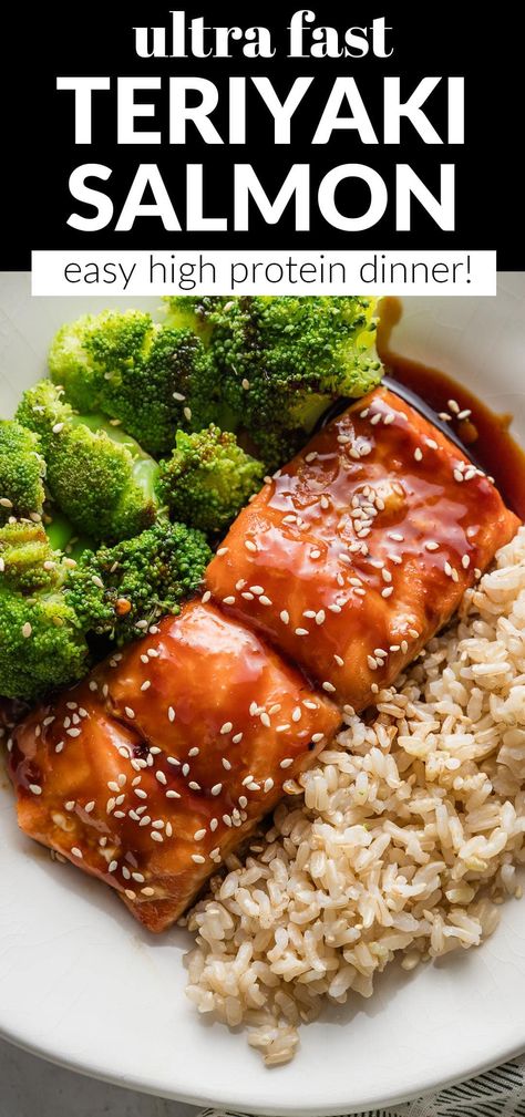 Steamed Salmon, Steamed Veggies, High Protein Dinner, Protein Dinner, Teriyaki Salmon, Salmon And Rice, Easy Salmon, Pescatarian Recipes, Ingredient List