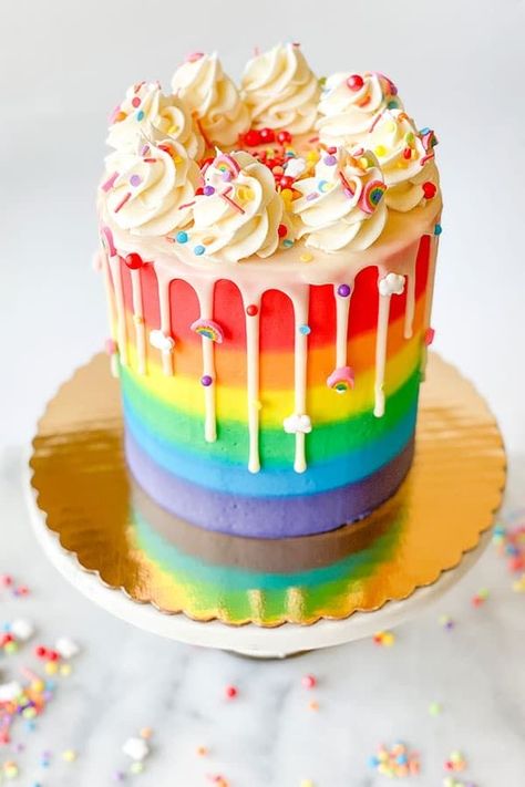 Pride Desserts, Pride Cakes, Pride Cake, Cookie Dessert Recipes, Pride Party, Stonewall Riots, Rainbow Cakes, Gluten Free Candy, Rainbow Birthday Cake