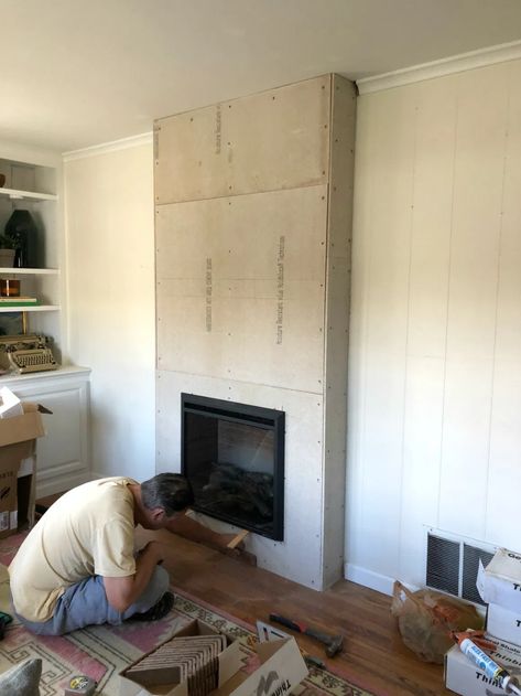 Fireplace Reveal- Our Electric Brick Fireplace - Nesting With Grace Electric Fireplace Brick, Electric Brick Fireplace, Fireplace Brick Wall, Electric Fireplace Bedroom, Stone Electric Fireplace, Brick Fireplace Wall, Fireplace Brick, Electric Fireplace Living Room, White Brick Fireplace