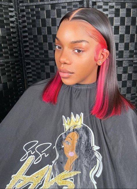 Pink Peekaboo Hair, Pink Hair Streaks, Peekaboo Hair Colors, Pink And Black Hair, Peekaboo Hair, Dyed Hair Inspiration, Pretty Hair Color, Hair Ponytail Styles, Dope Hairstyles