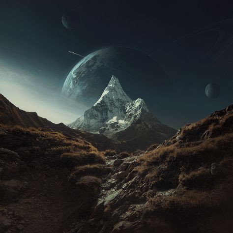 Michał Karcz on Behance Art Spatial, His Dark Materials, Planets Art, Moon Photography, Original Landscape, Conceptual Art, Landscape Photographers, Fantasy Landscape, Space Art