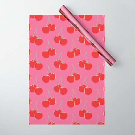 Chic Cherries Wrapping Paper Fruit Wrapping Paper, Cherry Wrapping Paper, Valentines Day Wrapping Paper, Pink Wrapping Paper Glitter, 70s Christmas Wrapping Paper, Paper Ship, Gift Wrapping Paper, Meet The Artist, Wrapping Paper