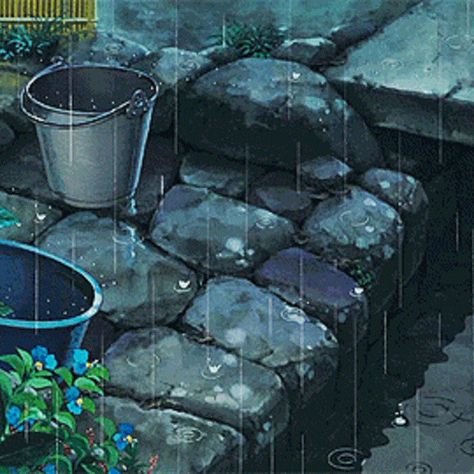 Rainy vibes Raining Anime Aesthetic, Rainy Mood, Studio Ghibli Background, Rainy Day Aesthetic, Only Yesterday, Ghibli Artwork, Studio Ghibli Art, Art Painting Gallery, Ghibli Art