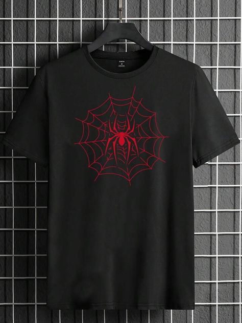 Manfinity EMRG Hombres Camiseta con estampado de telaraña | SHEIN USA Spiderman Tshirt, Spider Man T Shirt, Shein Shirts, Spider Graphic, Spiderman T Shirt, Spiderman Shirt, Tshirt Painting, Summer Fitness, Workout Tshirts