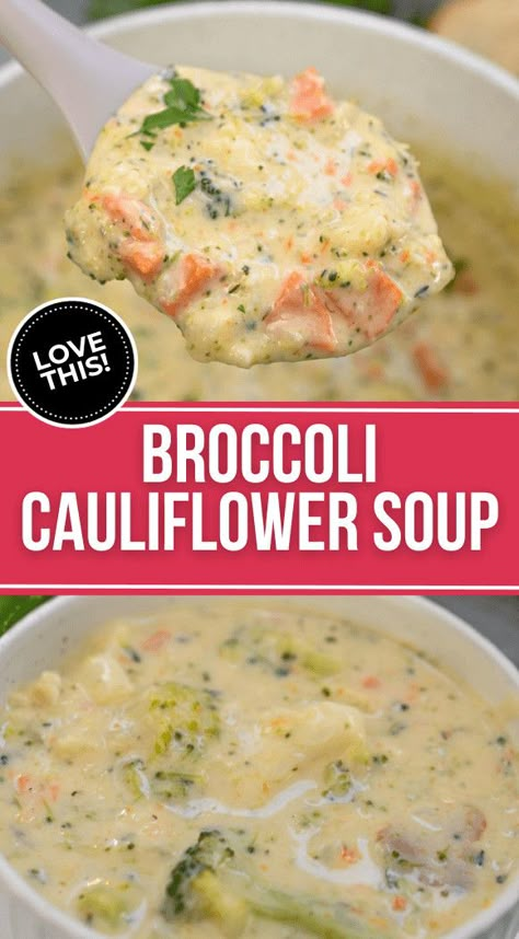 Brocolli Cauliflower Soup, Cauliflower Cheddar Soup, Broccoli Cauliflower Soup, Cauliflower Cheese Soups, Cauliflower Soup Recipe, Cauliflower Soup Recipes, Broccoli Soup Recipes, Delicious Slow Cooker Recipes, Broccoli Cheese Soup