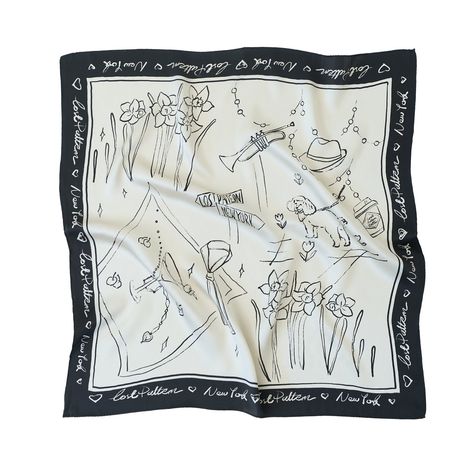 Women's Black / White New York In Sketches Silk Scarf - Black & White | Lost Pattern Nyc Scarf Design Ideas Illustration, Scarf Sign, Design Hijab, Print Scarf Design, Silk Hair Scarf, Designer Silk Scarf, Hermes Twilly Scarf, White Silk Scarf, Silk Scarf Design