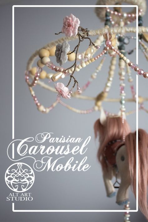 Baby Mobile Hanging "Parisian Carousel"- Pony Mobile; Baby Girl Mobile; Carnival Theme Nursery; custom felt mobile; eco-friendly French Nursery Decor, Carnival Nursery, Parisian Nursery, Weetzie Bat, Horse Room Decor, French Nursery, Horse Room, Girl Pony, Bat House