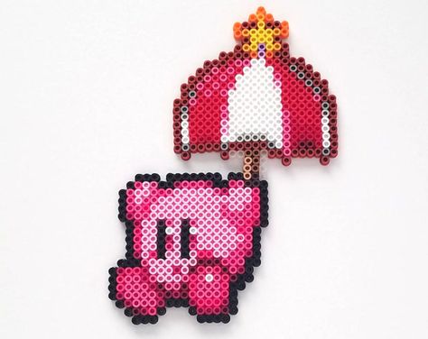 Kirby Pearl Beads, Kirby Perler Bead Patterns, Kirby Perler Beads, Pixel Art Kirby, Perler Bead Art Ideas, Kirby Nightmare, Perler Keychain, Perler Bead Designs, Perler Creations