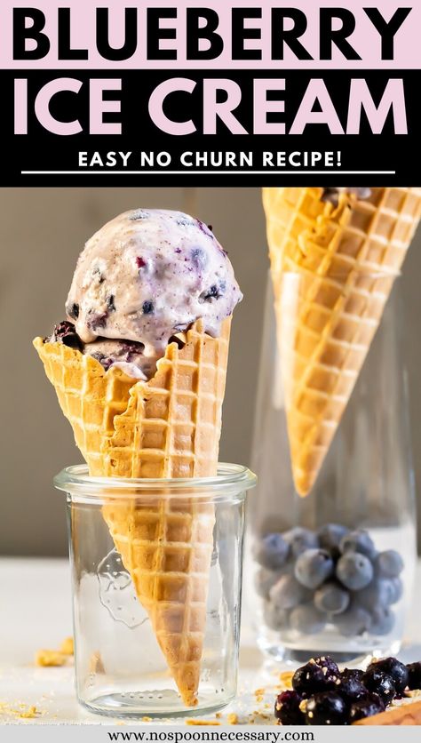 This summer treat yourself to the best homemade blueberry ice cream. Featuring vanilla ice cream with delectable swirls of cozy cinnamon-scented blueberries and crunchy graham crackers, this 15-minute no-churn blueberry ice cream recipe is the frosty, creamy post-dinner dream you’ve been missing! No Churn Blueberry Ice Cream, Homemade Blueberry Ice Cream, Blueberry Ice Cream Recipe, Ice Cream Easy, Blueberry Ice Cream, Homemade Dessert, Love Ice Cream, Ice Cream Recipe, Homemade Ice