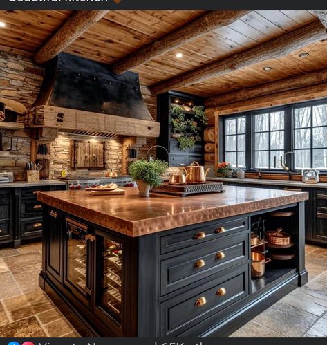 Western Aesthetic Kitchen, Mountain Cabin Kitchen Rustic, Western Rustic Kitchen, Bardo Kitchen, Cabin Style Kitchen, Rustic Lodge Kitchen, Mountain Home Kitchen, Dream House Entrance, Rustic Cabin Kitchen