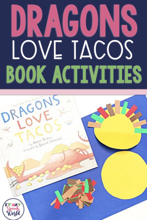 Dragons Like Tacos Activities, Book And Craft Preschool, Preschool Activities Based On Books, Preschool Book And Craft, Children's Book Activities, Chicks And Salsa Book Activities, Kindergarten Book Crafts, Dragons Love Tacos Activities Kindergarten, September Speech Therapy Activities