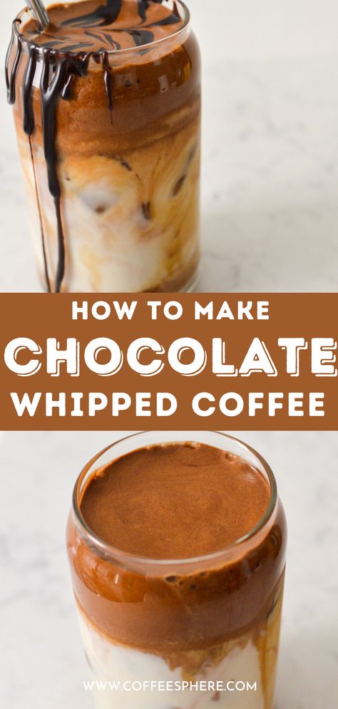 Chocolate Coffee Drink, Whipped Chocolate Coffee, Dalgona Coffee Recipes, Chocolate Coffee Recipes, Chocolate Coffee Drinks, Cacao Coffee, Whipped Coffee Recipe, Hospitality School, Coffee Creations