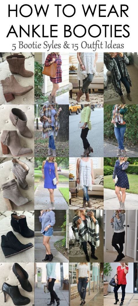 How to wear ankle booties - 5 bootie styles and 15 different outfit idea. Honey We're Home #anklebooties #boots Áo Blu, European Street Style, How To Wear Ankle Boots, Zuhair Murad, Outfits For Women, Fashion Wear, Fall Winter Outfits, Fashion Advice, Ankle Booties