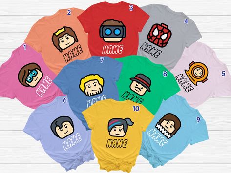 About Legoland Family Matching Brick Movie Shirt: You will love our comfort T-shirt once you put them on and experience a perfect combination of softness and stretchiness. Each comfort T-shirt is constructed with 100% preshrunk combed ring spun cotton, 30 singles to give you freedom of movement no matter what you’re doing. Perfect Design: Semi-fitted. High stitch density for smoother printing surface. 3/4" non-topstitched collar, taped neck and shoulders, double-needle sleeve an... Lego Family Shirts, Legoland Shirt Ideas, Legoland Shirts, Legoland Shirts For Family, Lego Shirts, Lego Birthday, Movie Shirts, 30 And Single, Freedom Of Movement