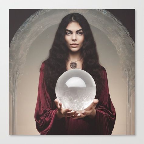 Shop Woman, lady, female, crystal, ball, psychic, clairvoyanct, taort, angel, cards, deck, round, sphere, hair, Canvas Print by barbaraart on Society6! Holding Sphere Reference, Holding A Crystal Ball, Cristal Ball, Hair Canvas, People Reference, Angel Readings, Cards Deck, Angel Cards, Goddess Art