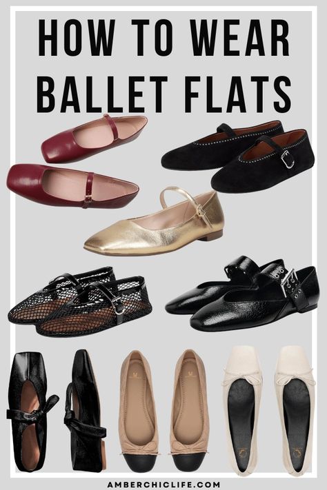 Chic Ideas How to Wear Ballet Flats With Jeans in 2024 Neutral Ballet Flats Outfit, Ballerinas Shoes Outfit 2024, Two Toned Ballet Flats Outfits, Trendy Ballet Flats, Ballet Flat Trend, 2024 Flat Shoes, Edgy Ballet Flats Outfit, How To Style Mesh Ballet Flats, Black Ballet Flats Outfit Summer