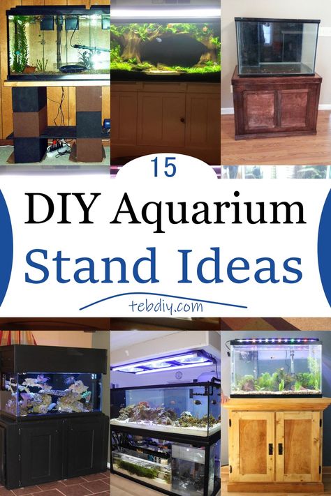 An aquarium makes a real statement in a home. Whether a large tank or a small fish bowl, it's one of the easiest ways to create charm and character for your living space. It doesn't have to be complicated either 15 DIY aquarium stand ideas are less expensive than buying an elaborate commercial model, and you can use many of the materials around your home to make it. Large Aquarium Ideas, Fish Tank Stand Diy, Aquarium Table Ideas, Modern Fish Tank Ideas Living Rooms, Large Fish Tank Ideas, Fish Tank Stand Ideas, Diy Fish Tank Stand, Fish Tank Stand Ideas Diy, Home Aquarium Ideas