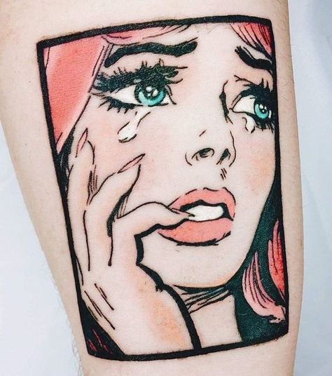 Pop Art Tattoo, Pop Art Tattoos, Comic Tattoo, 4 Tattoo, Forearm Tattoo Women, Pop Art Girl, Cartoon Tattoos, Forearm Tattoos, Piercing Tattoo