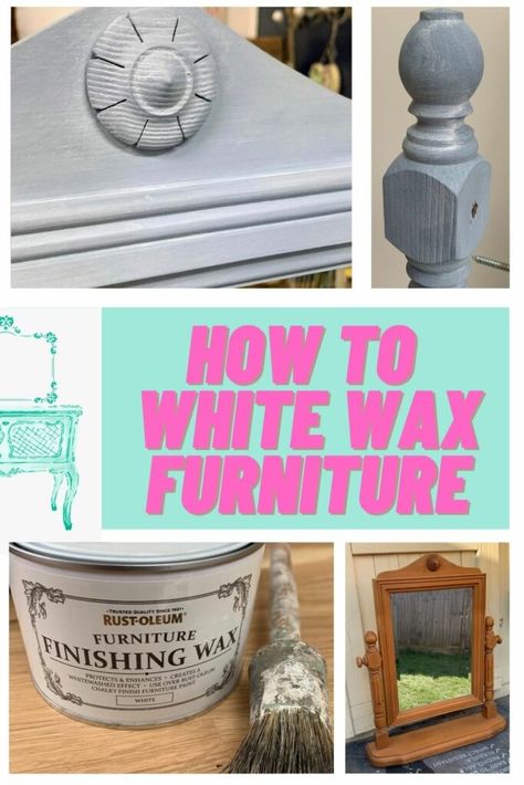 White wax on furniture creates a faded or whitewashed look over paint or natural wood. It’s a simple process and how dramatic it looks is dependant on how many coats of wax there are. Find the post at Tea and Forget-me-nots.com #whitewash #whitewashed #whitewashedfurniture White Wax On Furniture Bedroom, White Wax Furniture, White Wax On Furniture, Wax On Furniture, Wax Furniture, White Washed Furniture, Gray Chalk Paint, Grey Dresser, Walnut Furniture