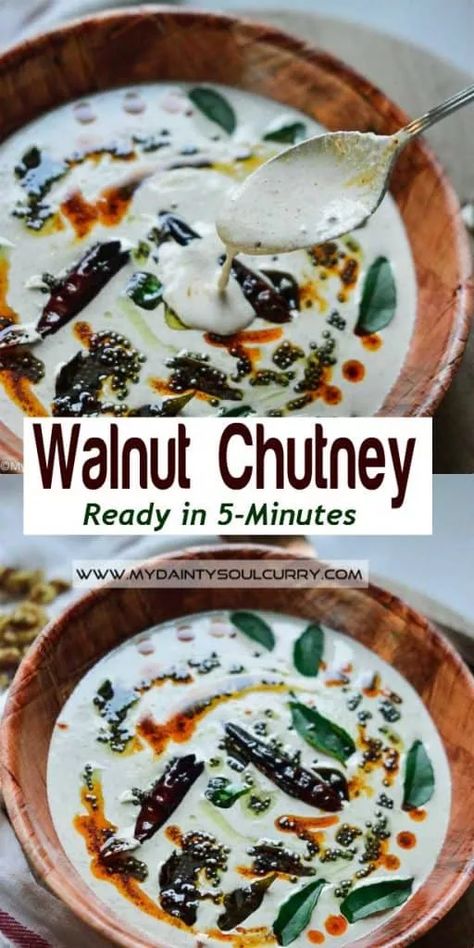 Spicy Walnuts, Dosa Chutney, Indian Chutney Recipes, Peanut Chutney, Indian Rice, Chutney Recipe, Food Contest, Chutney Recipes, Indian Food Recipes Vegetarian