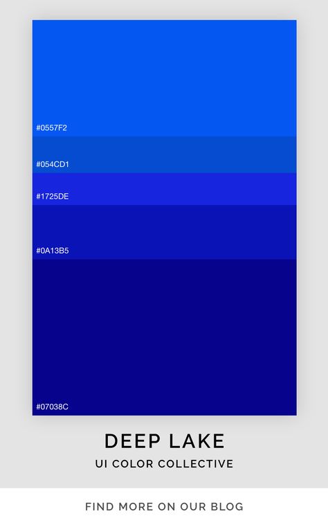 Color palette with deep shades of blue Deep Blue Color Palette, Lake Color Palette, Ui Color Palette, Brand Moodboard, Ui Color, Color Palette Inspiration, Flat Ui, Blue Color Palette, Palette Design