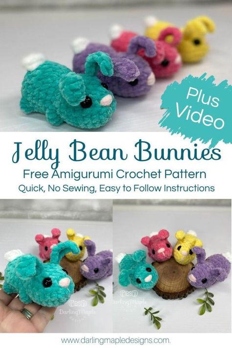 Jellybean Bunny Crochet, Crochet Stuffy, Amigurumi Bunnies, Bean Bunny, Crochet Hobby, Crocheted Amigurumi, Tiny Crochet, Dog Crochet, Crochet Plushies