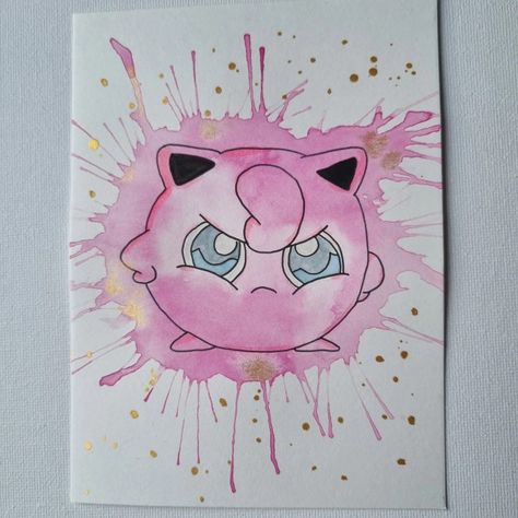 Simple daily watercolor art for beginners. ✨️✨️Pokemon-Jigglypuf✨️✨️ #pokemon #jigglypuff #watercolorart #watercolorartdaily #watercolorartforbeginners Pokemon Art Painting, Watercolor Pokemon Art, Watercolor Pop Art, Watercolour Pokemon, Pikachu Watercolor, Jigglypuff Art, Fairy Pokemon, Pokemon Watercolor, Watercolor Art For Beginners