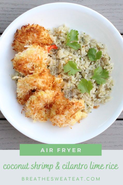 Instant Pot Cilantro Lime Rice, Chipotle Cilantro Lime Rice, Air Fryer Coconut Shrimp, Baked Coconut Shrimp, Macro Meal Plan, Coconut Shrimp Recipes, Oven Stove, Macro Friendly Recipes, Lime Rice