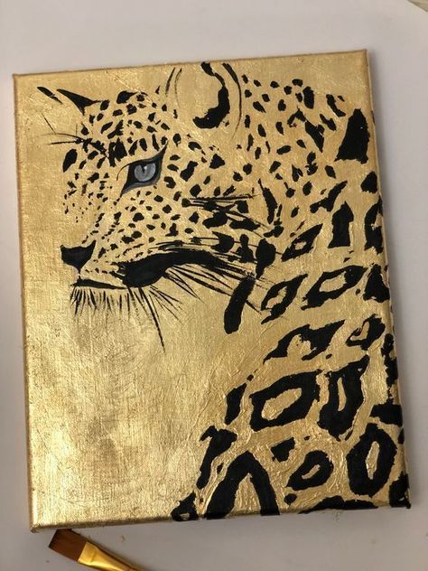 Leopard Painting, Gold Art Painting, Easy Canvas Art, Easy Canvas Painting, Art Painting Gallery, Canvas Painting Diy, Nature Art Painting, Diy Canvas Art Painting, Mini Canvas Art